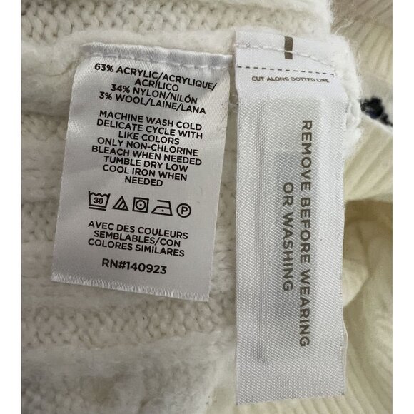 Loft Womens Fair Isle Cable Knit Sweater M White Red Warm Cozy WInter - Picture 6 of 7